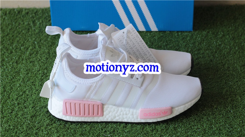 Real Boost Adidas NMD R1 White Pink GS